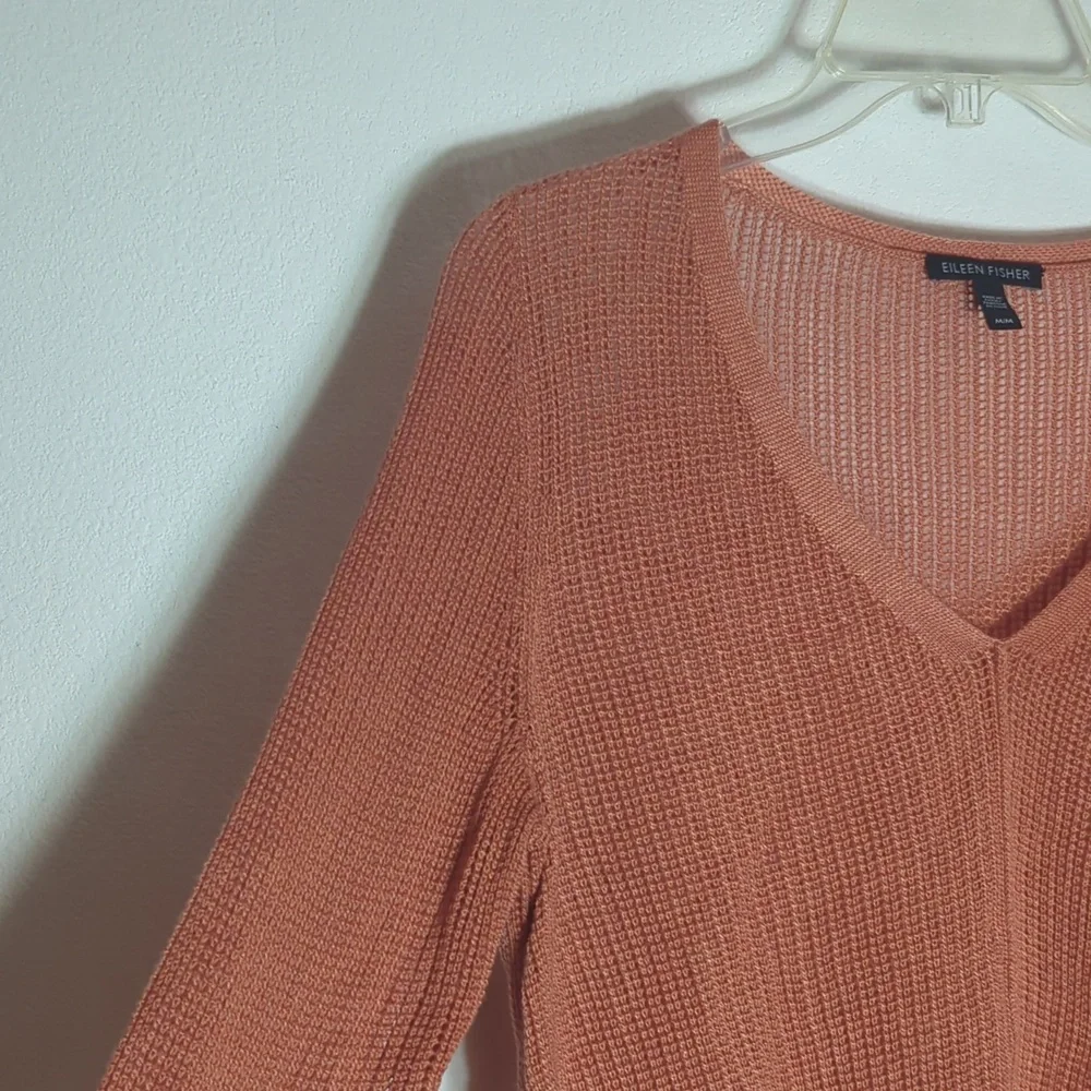Eileen Fisher Womens Sweater Tencel Merino Wool‎ Open Knit Quiet Luxury Medium
